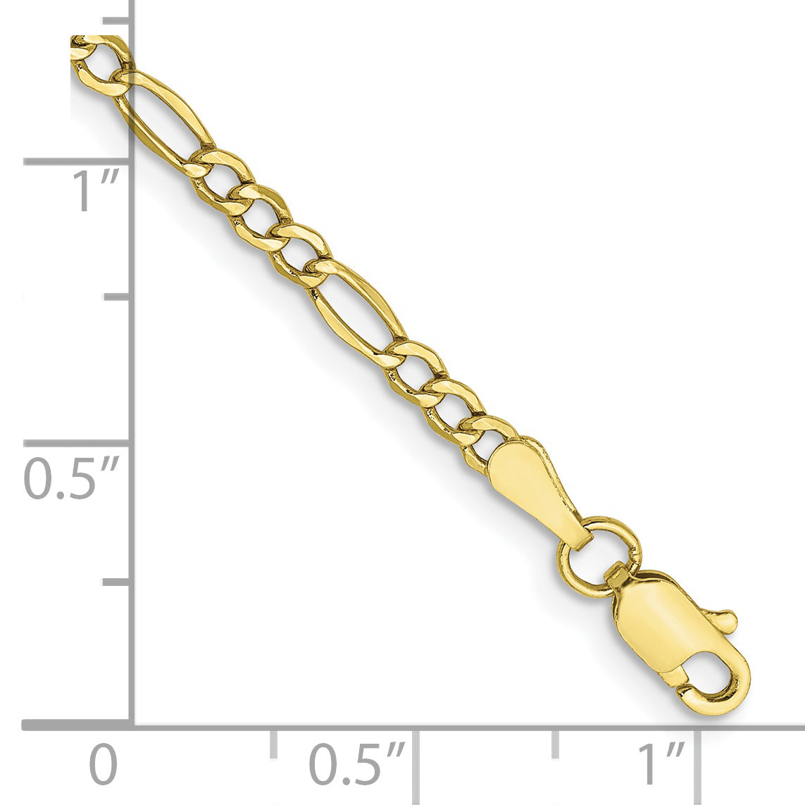 Gold (10K & 14K) Semi-Solid Figaro Chain Bracelet - 10k Yellow Gold / 7 in / 2.5 mm