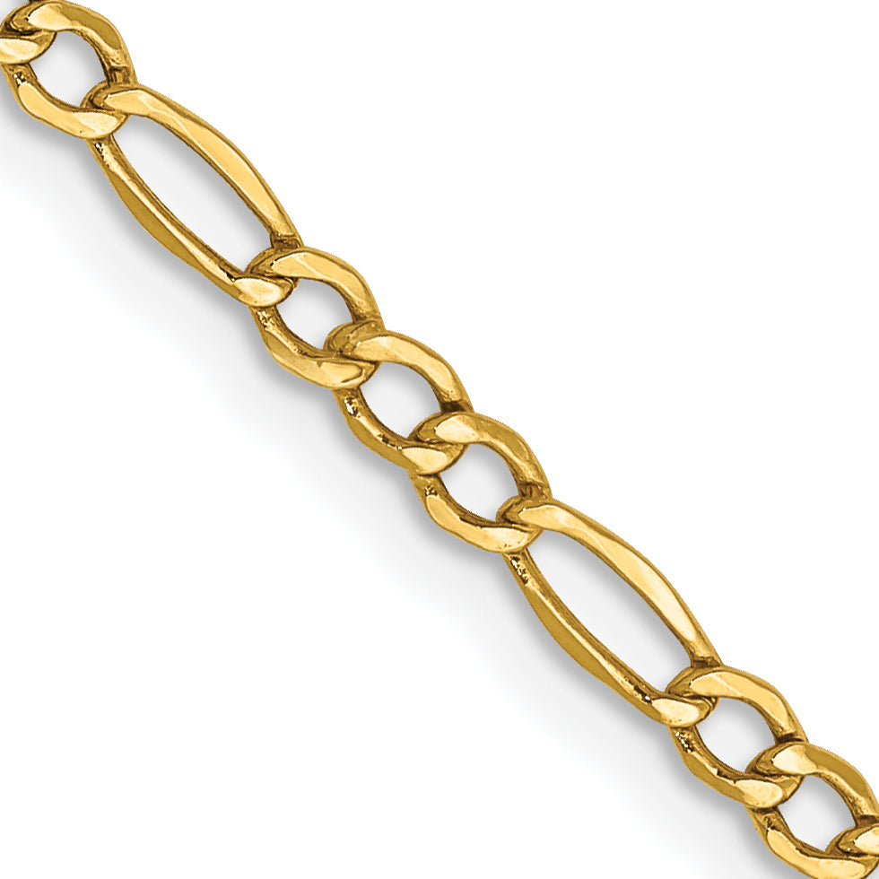 Gold (10K & 14K) Semi-Solid Figaro Chain - 10k Yellow Gold / 16 in / 2.5 mm