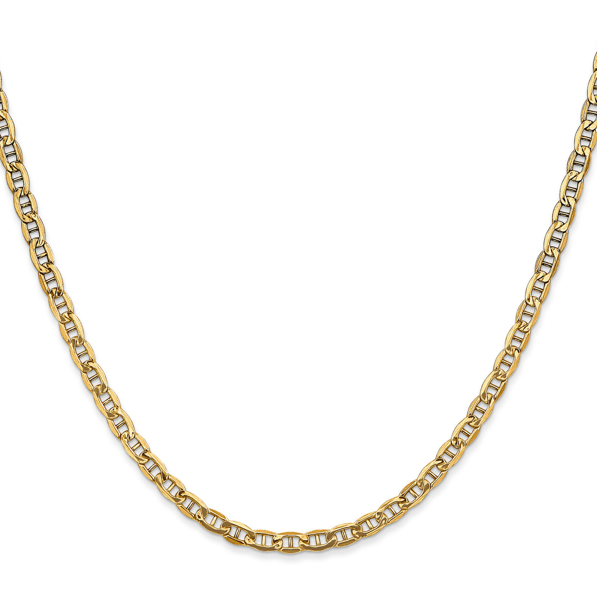 Gold (10K & 14K) Semi-Solid Anchor Chain - 10k Yellow Gold / 16 in / 3.2 mm