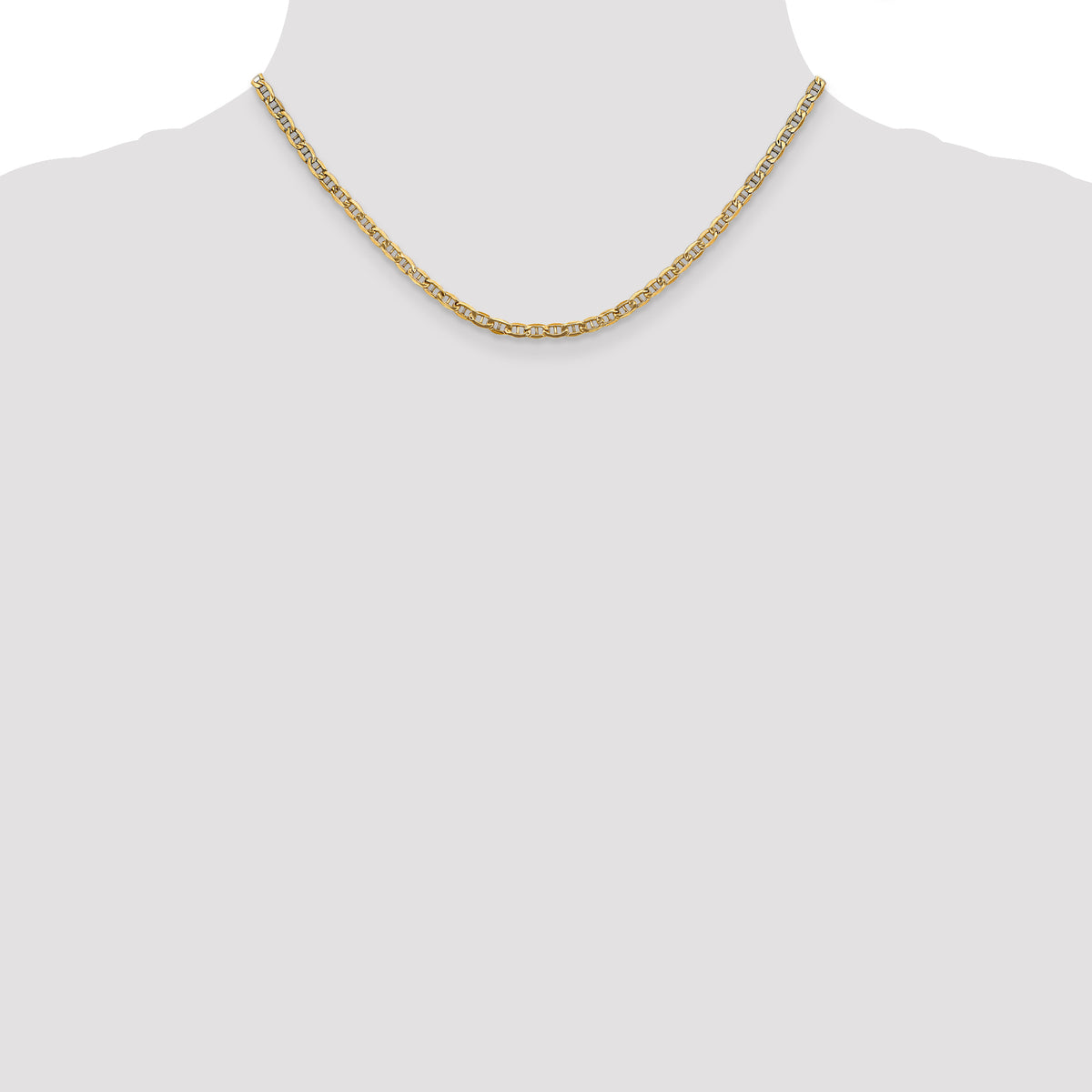 Gold (10K & 14K) Semi-Solid Anchor Chain - 10k Yellow Gold / 16 in / 3.2 mm