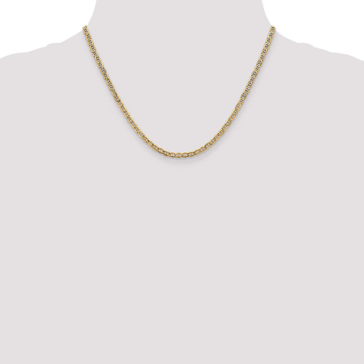 Gold (10K & 14K) Semi-Solid Anchor Chain - 10k Yellow Gold / 18 in / 3.2 mm