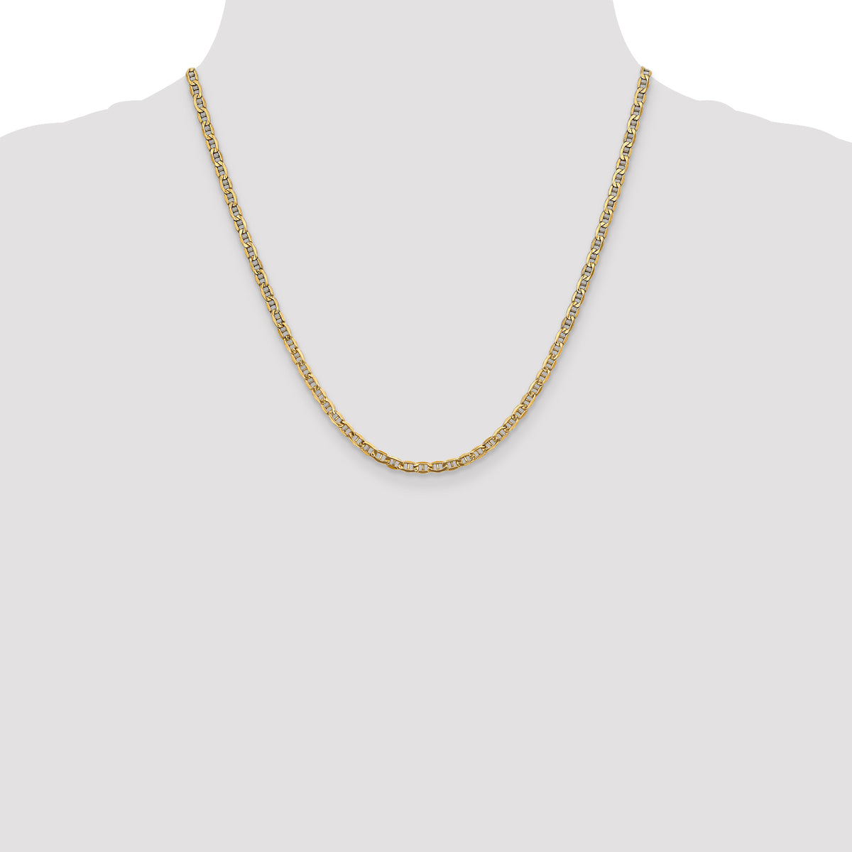Gold (10K & 14K) Semi-Solid Anchor Chain - 10k Yellow Gold / 20 in / 3.2 mm