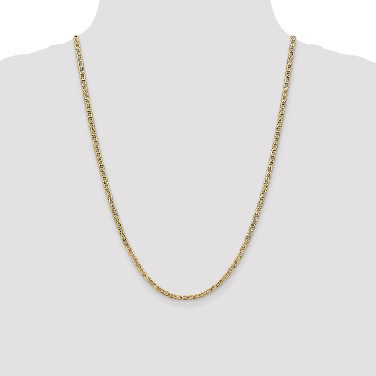 Gold (10K & 14K) Semi-Solid Anchor Chain - 10k Yellow Gold / 24 in / 3.2 mm