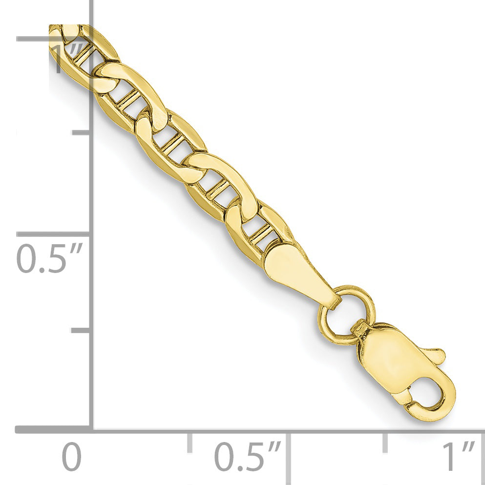 Gold (10K & 14K) Semi-Solid Anchor Chain Bracelet - 10k Yellow Gold / 7 in / 3.2 mm