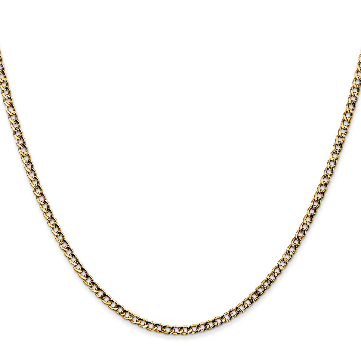 Gold (10K & 14K) Semi-Solid Curb Link Chain - 10k Yellow Gold / 16 in / 2.5 mm#10k Yellow Gold_2.5 mm