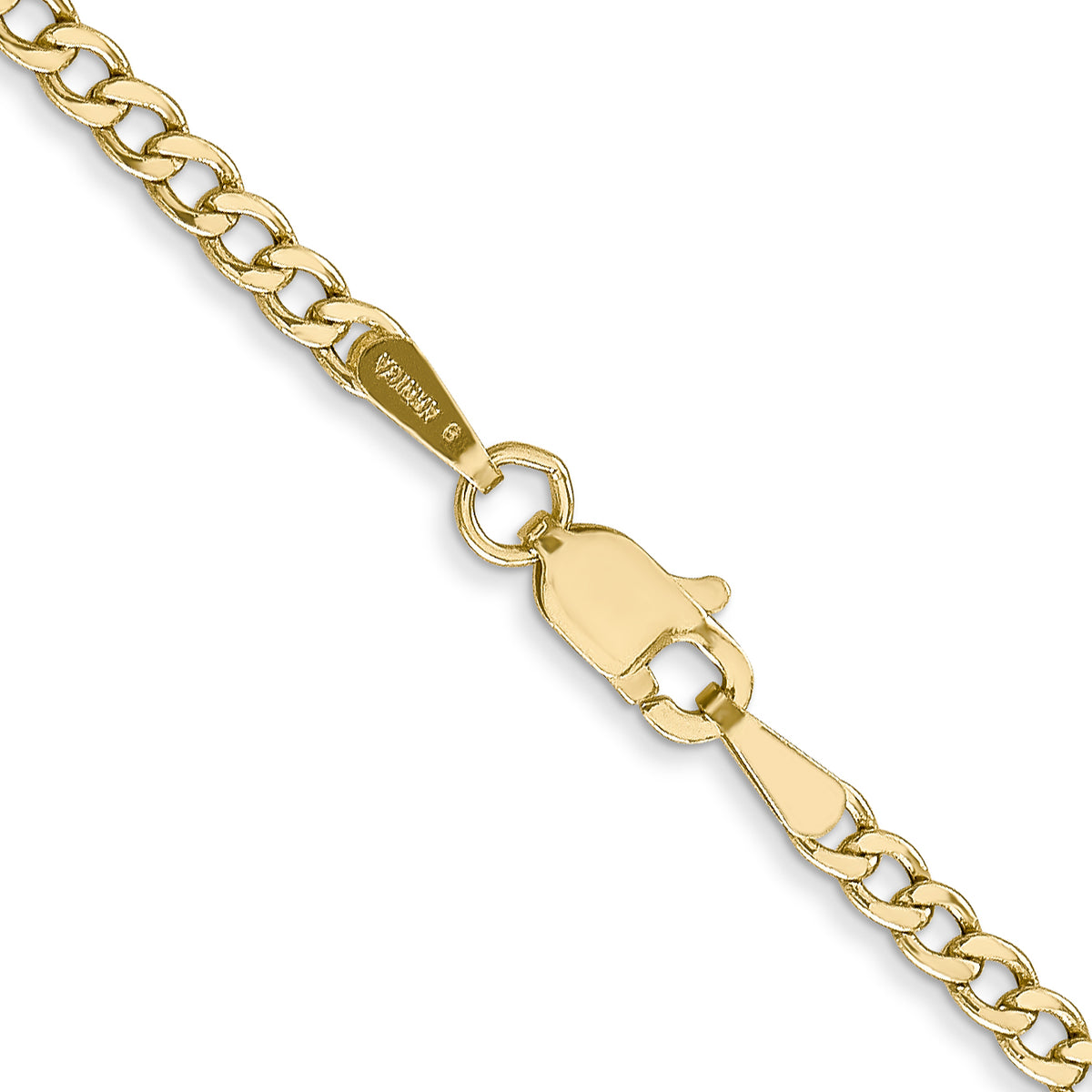 Gold (10K & 14K) Semi-Solid Curb Link Chain - 10k Yellow Gold / 16 in / 2.5 mm