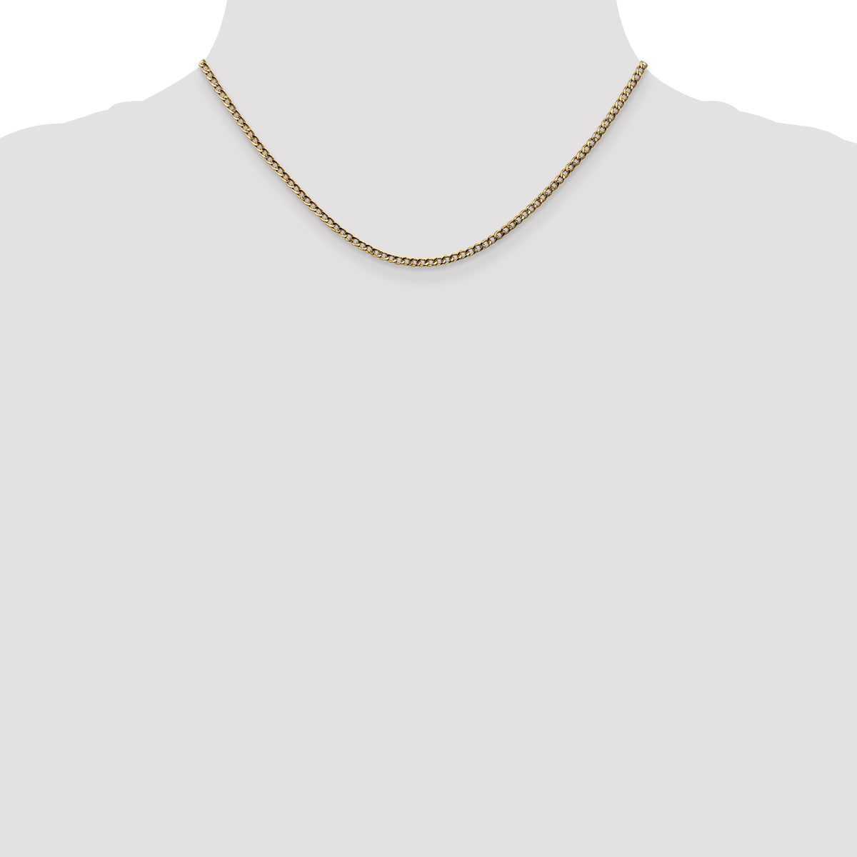 Gold (10K & 14K) Semi-Solid Curb Link Chain - 10k Yellow Gold / 16 in / 2.5 mm