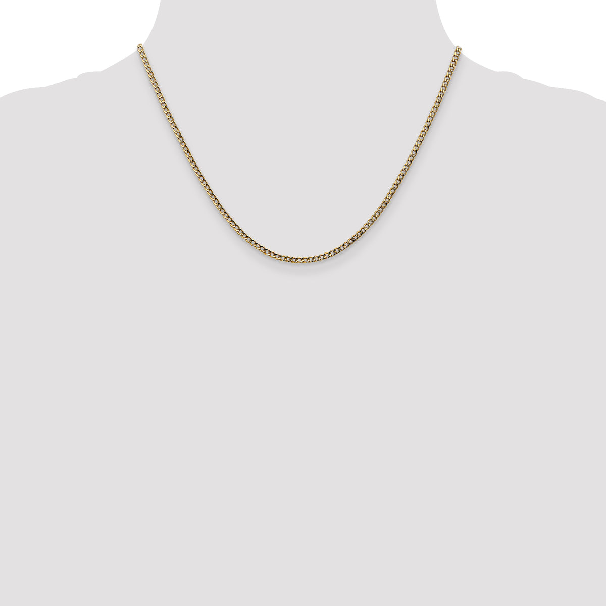 Gold (10K & 14K) Semi-Solid Curb Link Chain - 10k Yellow Gold / 18 in / 2.5 mm