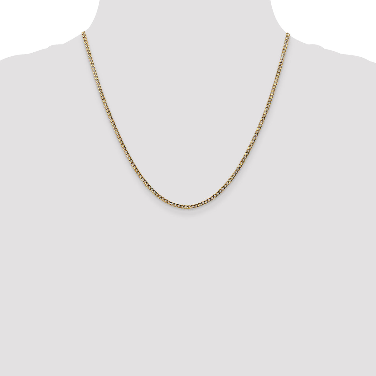 Gold (10K & 14K) Semi-Solid Curb Link Chain - 10k Yellow Gold / 20 in / 2.5 mm