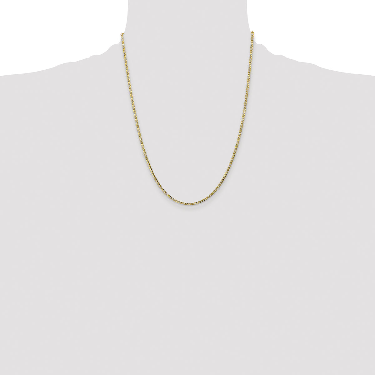 Gold (10K & 14K) Semi-Solid Curb Link Chain - 10k Yellow Gold / 22 in / 2.5 mm