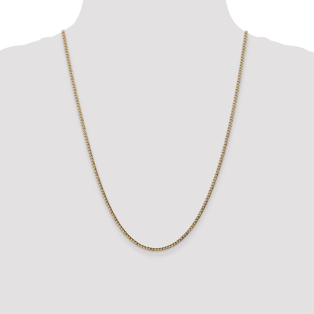 Gold (10K & 14K) Semi-Solid Curb Link Chain - 10k Yellow Gold / 24 in / 2.5 mm