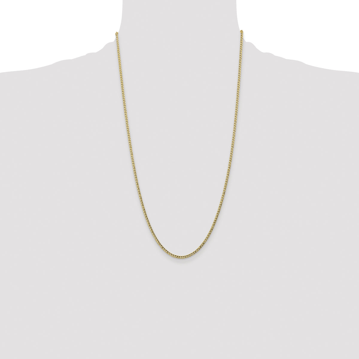 Gold (10K & 14K) Semi-Solid Curb Link Chain - 10k Yellow Gold / 26 in / 2.5 mm