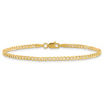 Gold (10K & 14K) Semi-Solid Curb Link Chain Bracelet - 10k Yellow Gold / 7 in / 2.5 mm