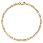 Gold (10K & 14K) Semi-Solid Curb Link Chain Anklet - 10k Yellow Gold / 10 in / 2.5 mm