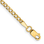 Gold (10K & 14K) Semi-Solid Curb Link Chain Bracelet - 10k Yellow Gold / 9 in / 2.5 mm