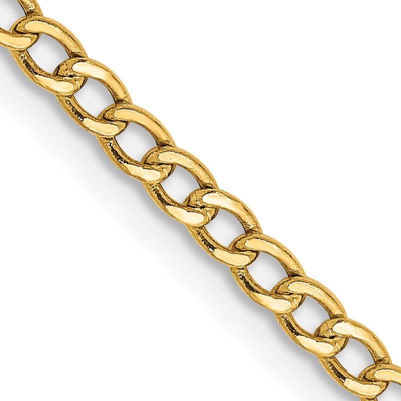 Gold (10K & 14K) Semi-Solid Curb Link Chain - 10k Yellow Gold / 16 in / 2.5 mm