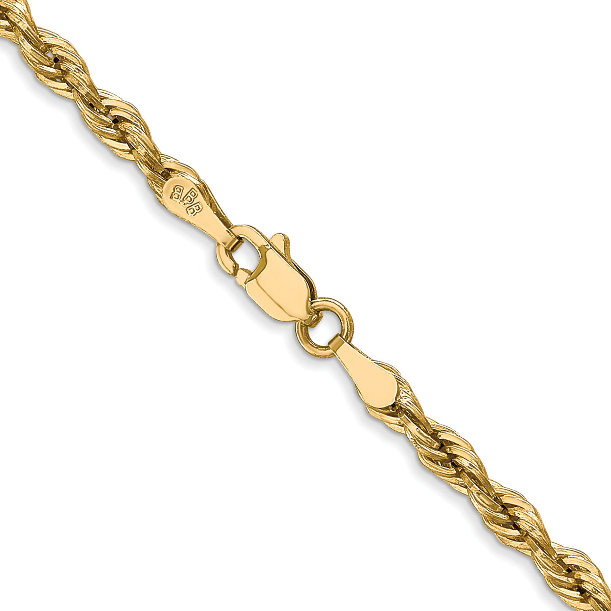 Gold (10K & 14K) Semi-Solid Rope Chain - 10k Yellow Gold / 16 in / 3 mm