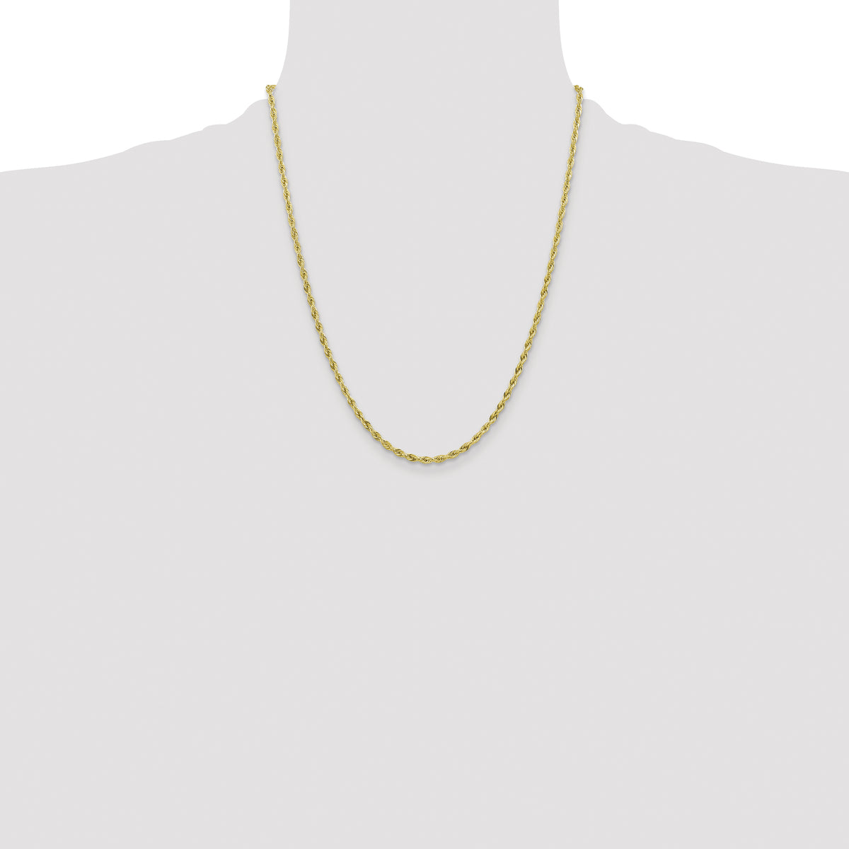 Gold (10K & 14K) Semi-Solid Rope Chain - 10k Yellow Gold / 22 in / 3 mm