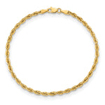 Gold (10K & 14K) Semi-Solid Rope Chain Bracelet - 10k Yellow Gold / 7 in / 3 mm