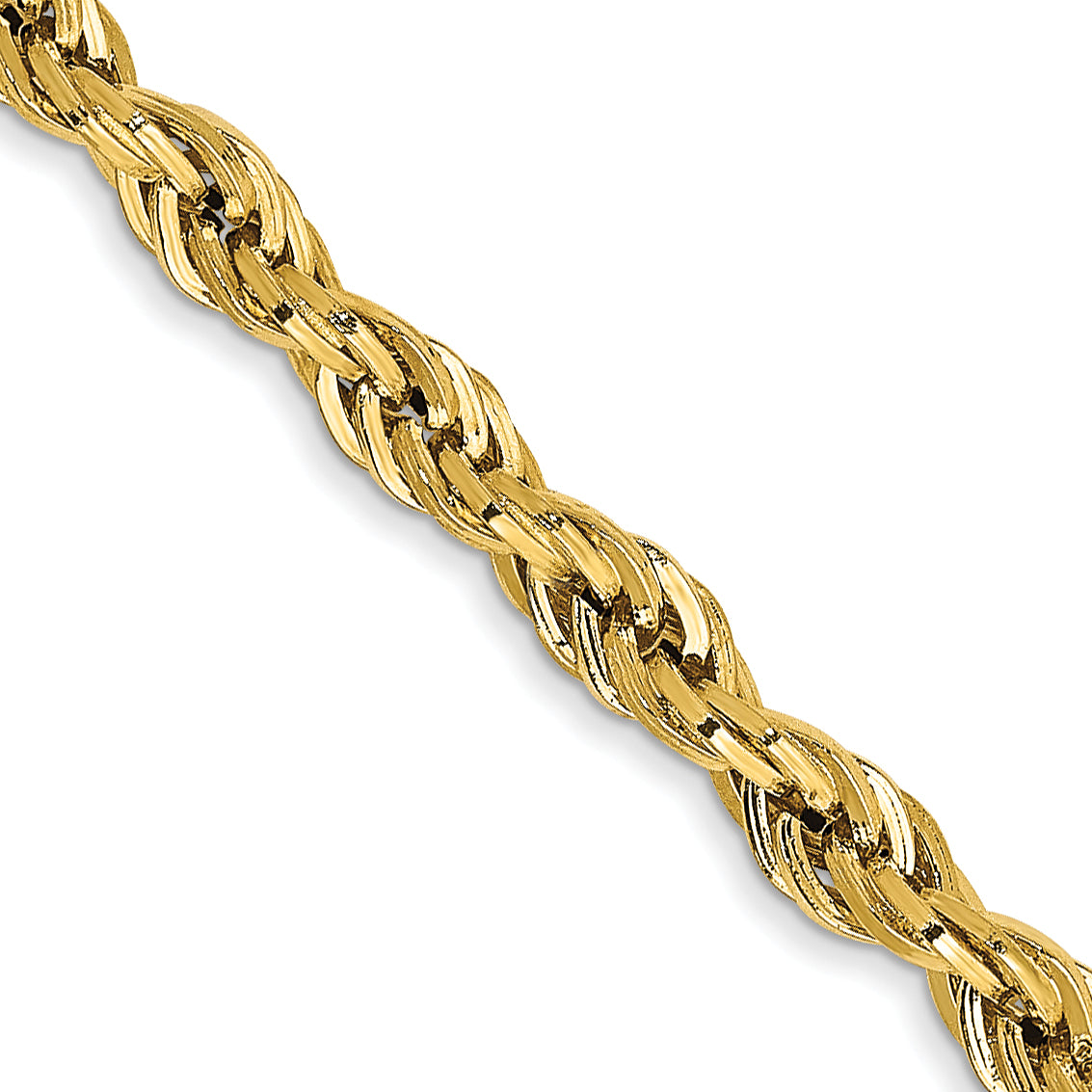 Gold (10K & 14K) Semi-Solid Rope Chain - 10k Yellow Gold / 16 in / 3 mm