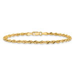 Gold (10K & 14K) Semi-Solid Rope Chain Bracelet - 10k Yellow Gold / 7 in / 2.8 mm