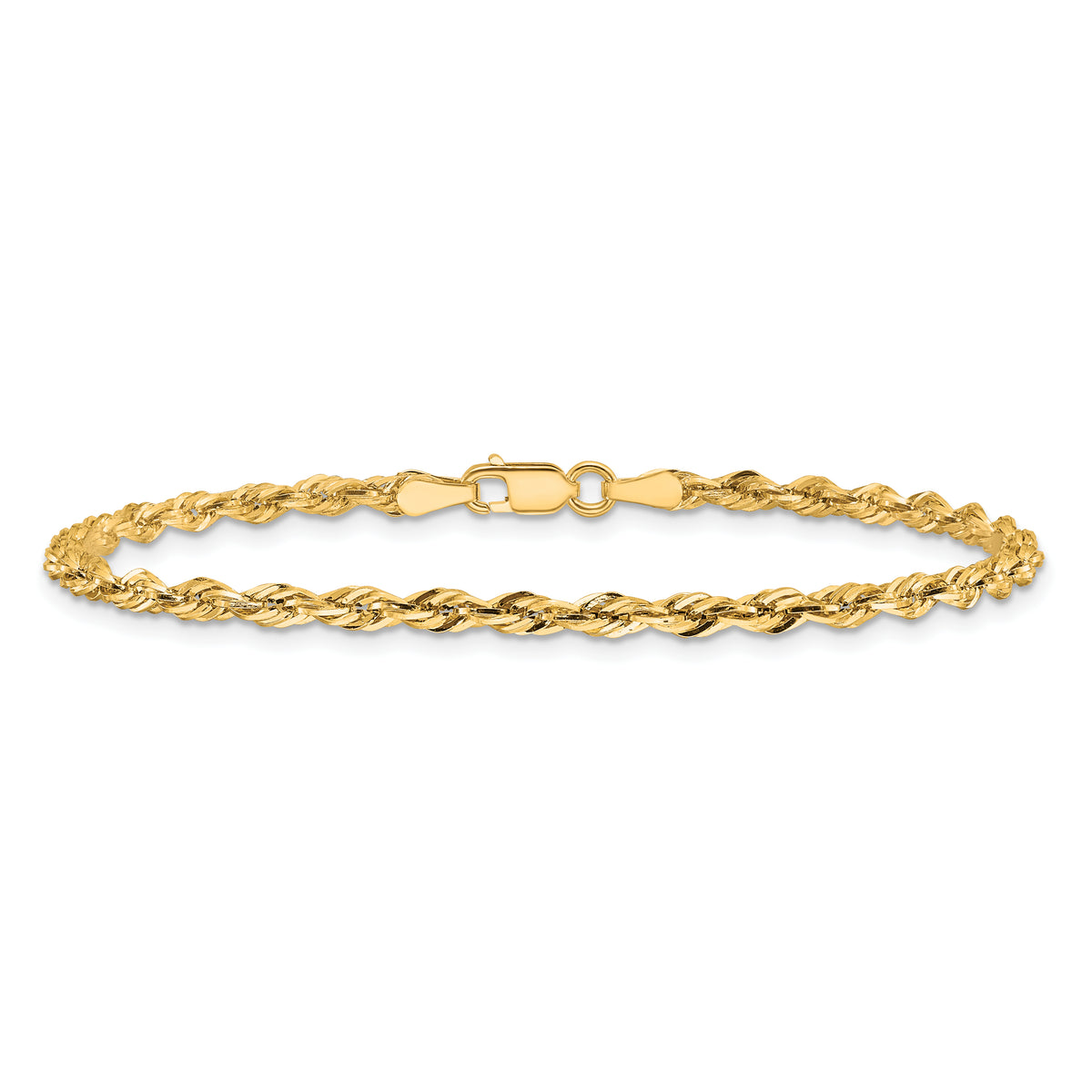Gold (10K & 14K) Semi-Solid Rope Chain Anklet - 10k Yellow Gold / 9 in / 2.8 mm