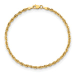Gold (10K & 14K) Semi-Solid Rope Chain Bracelet - 10k Yellow Gold / 7 in / 2.8 mm