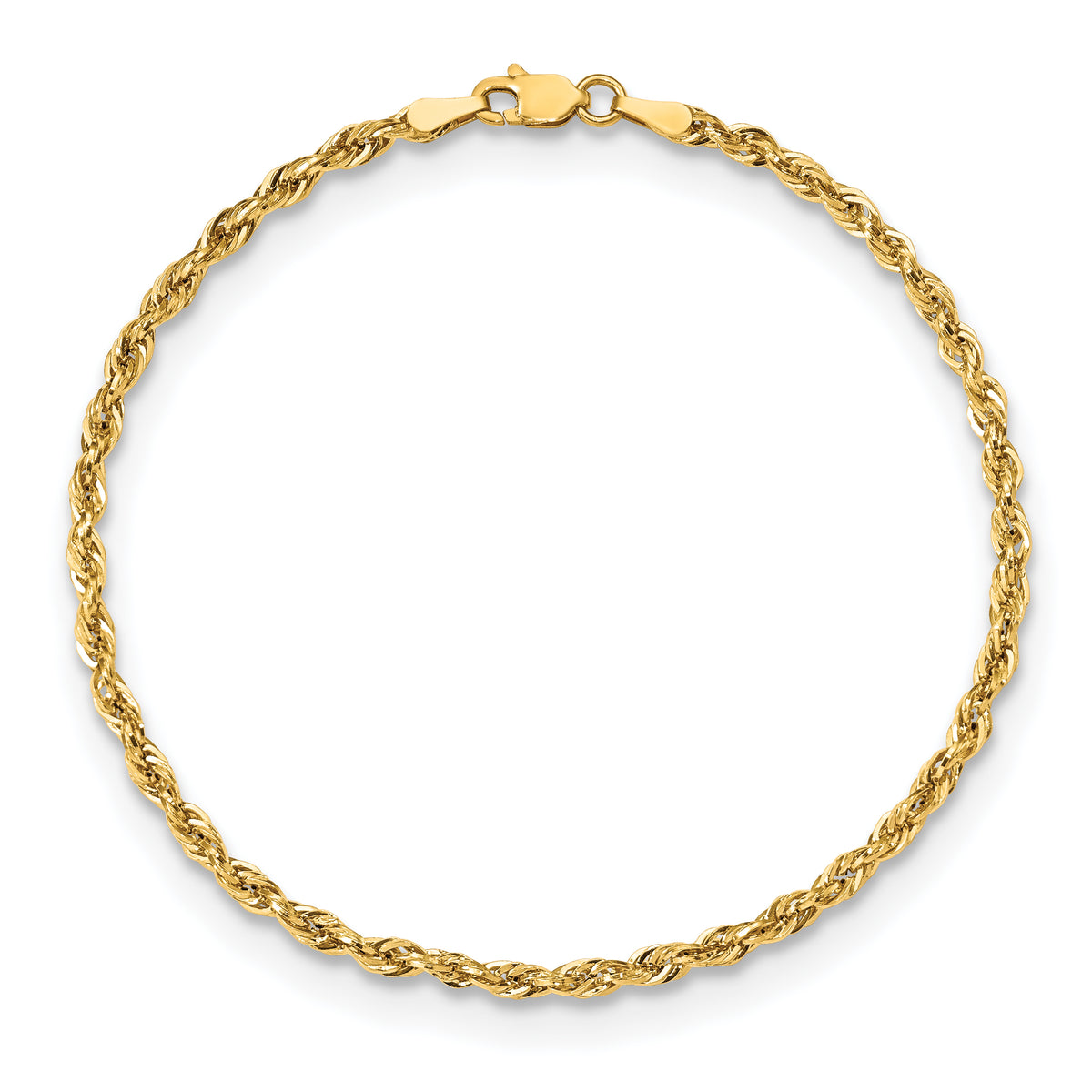 Gold (10K & 14K) Semi-Solid Rope Chain Anklet - 10k Yellow Gold / 9 in / 2.8 mm