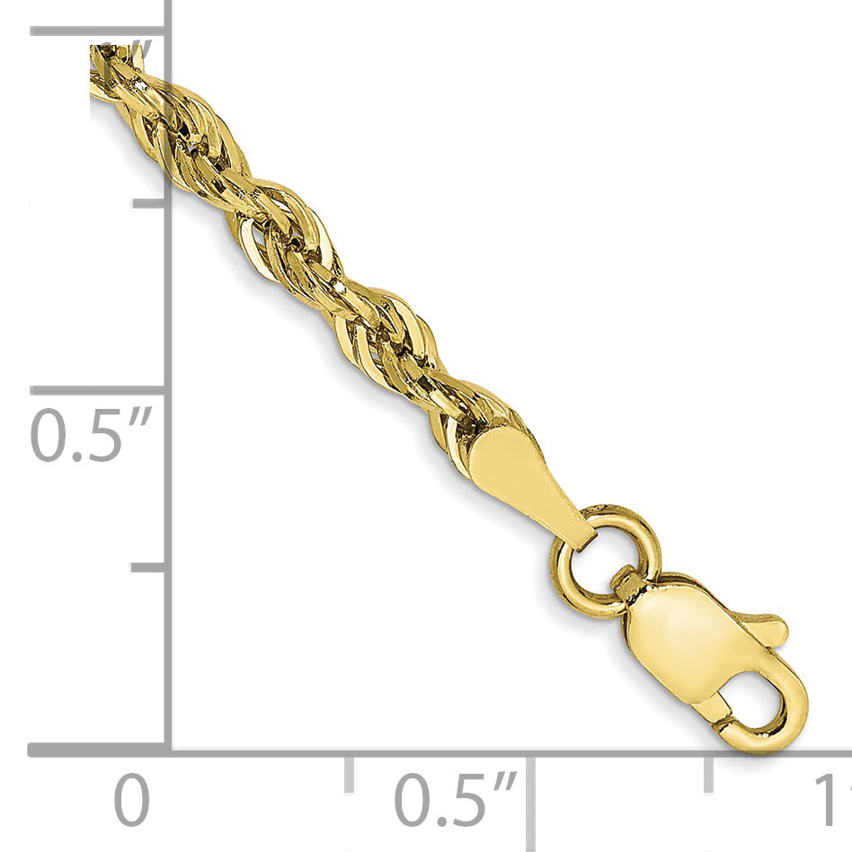 Gold (10K & 14K) Semi-Solid Rope Chain Bracelet - 10k Yellow Gold / 7 in / 2.8 mm