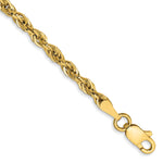 Gold (10K & 14K) Semi-Solid Rope Chain Bracelet - 10k Yellow Gold / 7 in / 2.8 mm