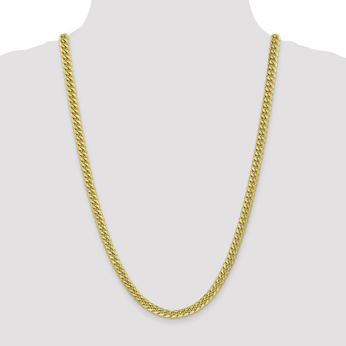 Gold (10K & 14K) Semi-Solid Miami Cuban Chain - 10k Yellow Gold / 26 in / 6 mm
