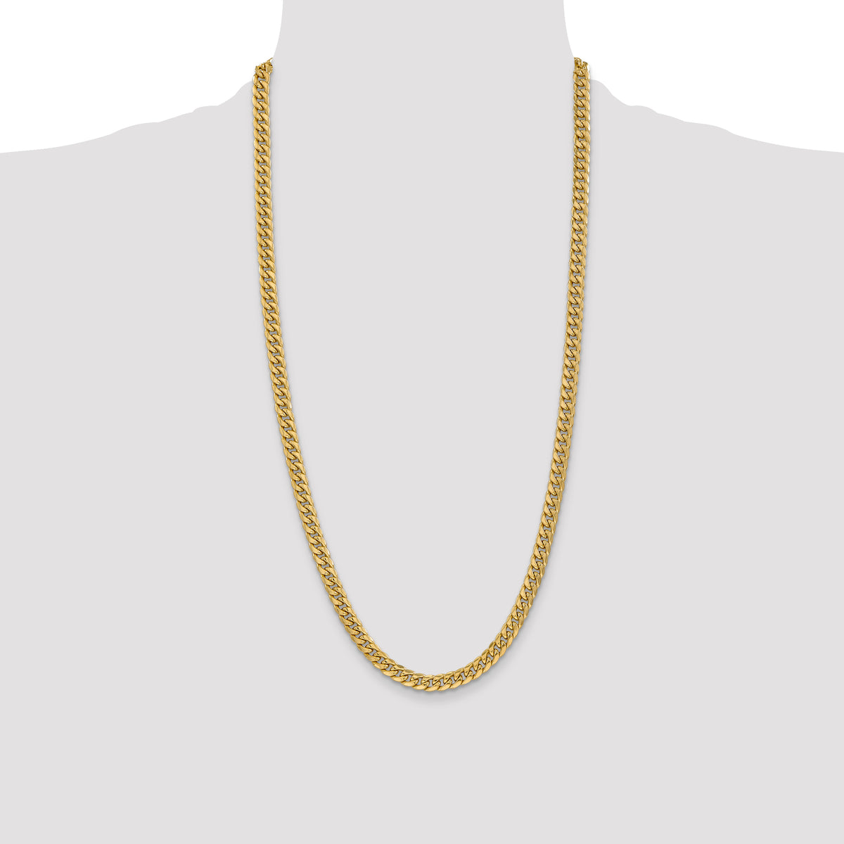 Gold (10K & 14K) Semi-Solid Miami Cuban Chain - 10k Yellow Gold / 28 in / 6 mm