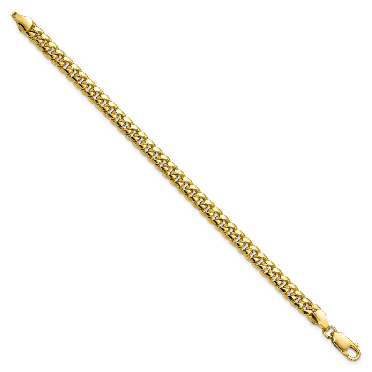 Gold (10K & 14K) Semi-Solid Miami Cuban Chain Bracelet - 10k Yellow Gold / 9 in / 6 mm