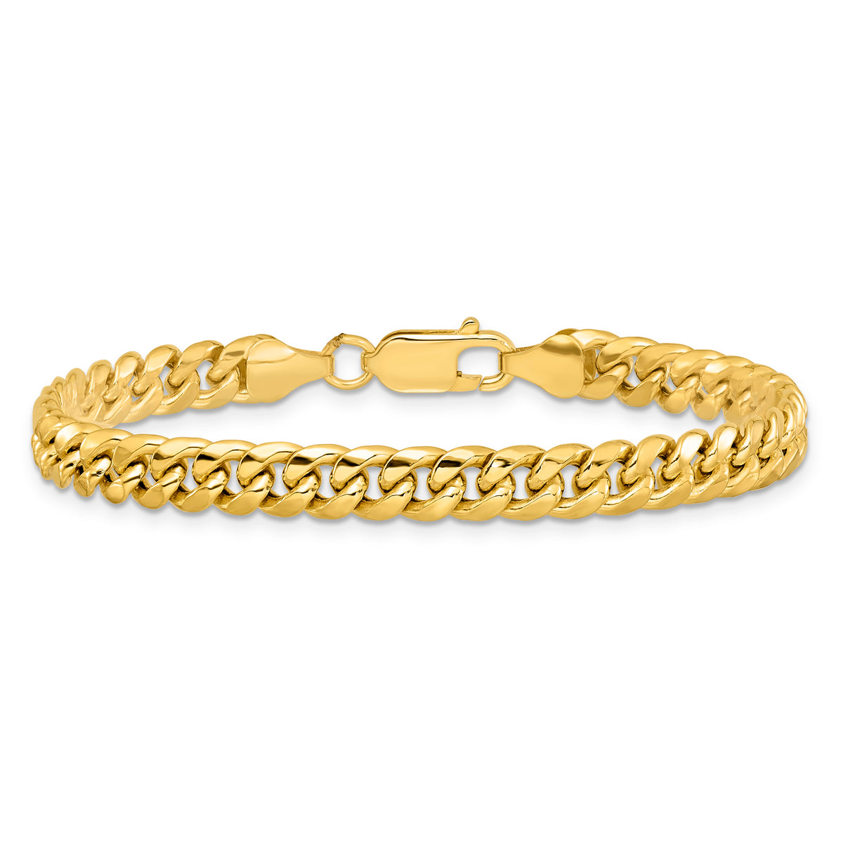 Gold (10K & 14K) Semi-Solid Miami Cuban Chain Bracelet - 10k Yellow Gold / 9 in / 6 mm
