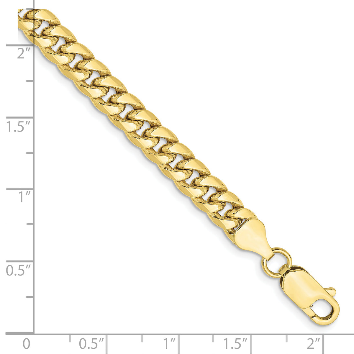 Gold (10K & 14K) Semi-Solid Miami Cuban Chain Bracelet - 10k Yellow Gold / 7 in / 6 mm