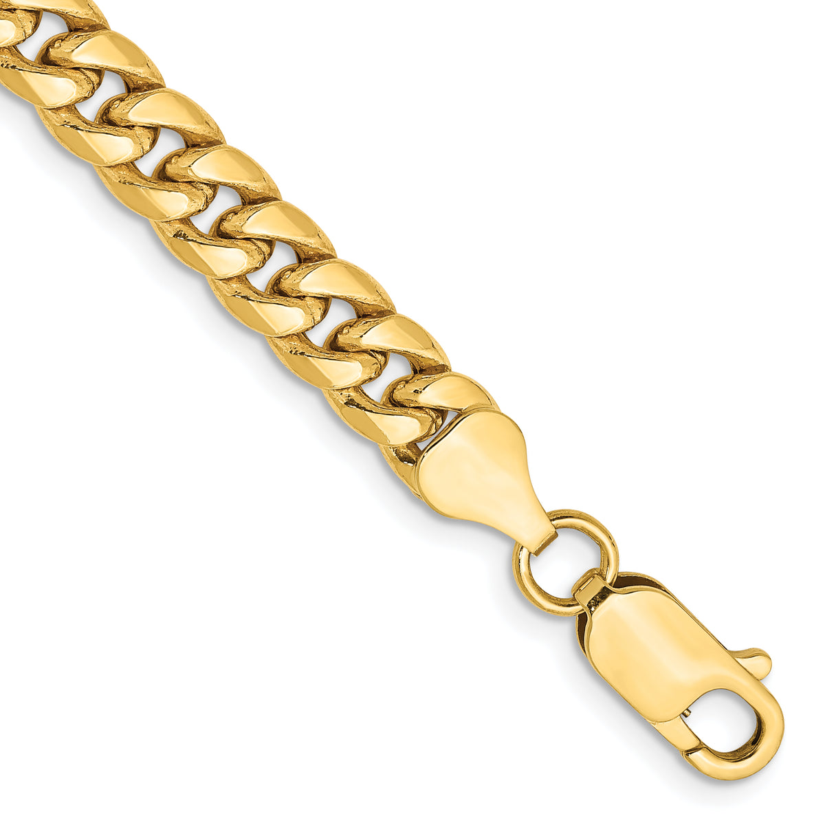 Gold (10K & 14K) Semi-Solid Miami Cuban Chain Bracelet - 10k Yellow Gold / 7 in / 6 mm