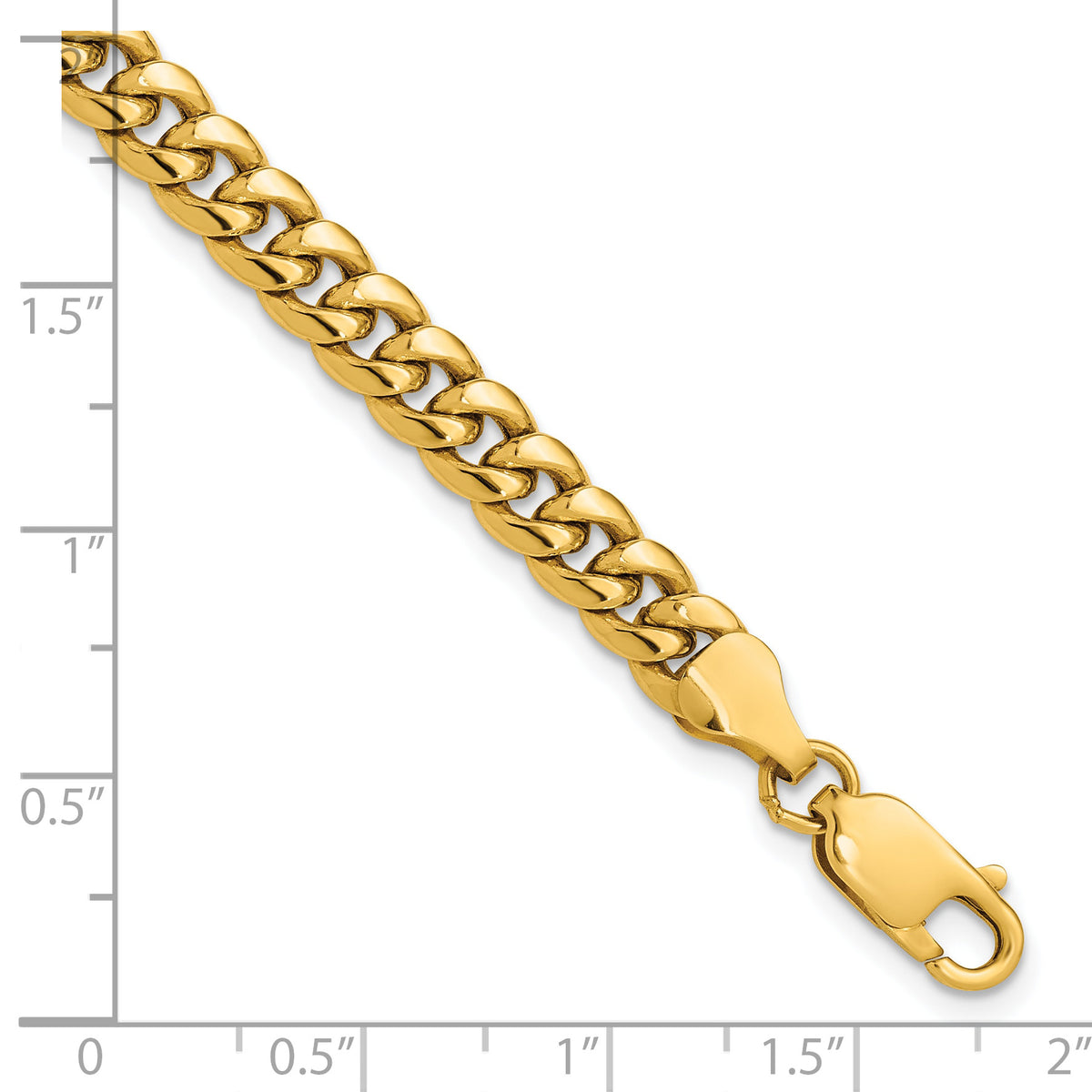 Gold (10K & 14K) Semi-Solid Miami Cuban Chain Bracelet - 10k Yellow Gold / 8 in / 6 mm