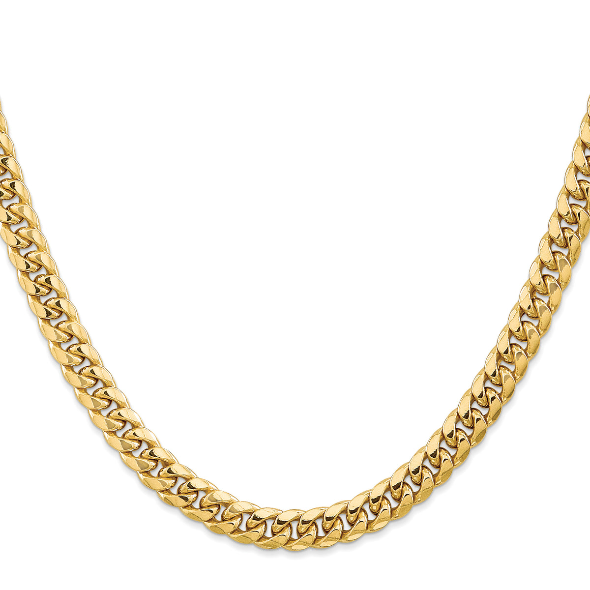 Gold (10K & 14K) Semi-Solid Miami Cuban Chain - 10k Yellow Gold / 18 in / 6.75 mm
