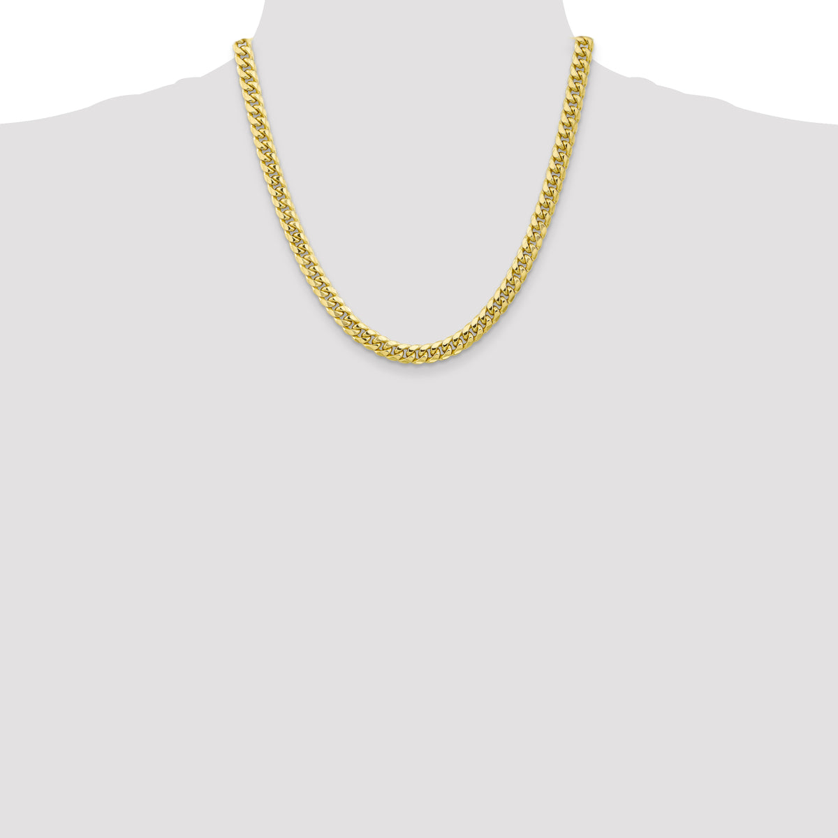 Gold (10K & 14K) Semi-Solid Miami Cuban Chain - 10k Yellow Gold / 20 in / 6.75 mm