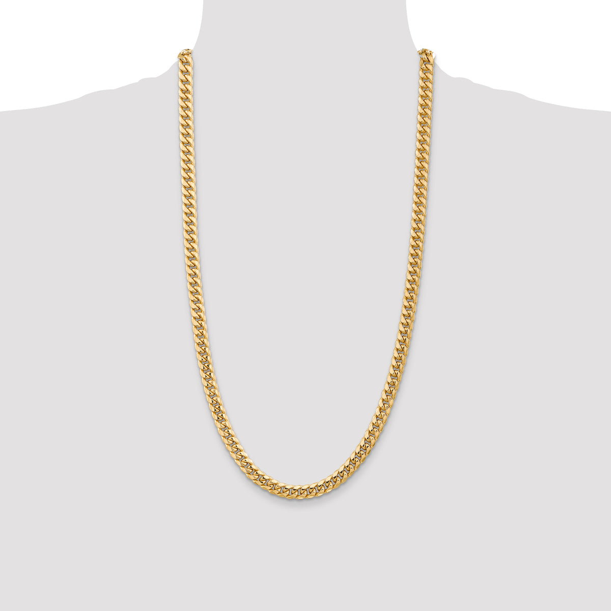 Gold (10K & 14K) Semi-Solid Miami Cuban Chain - 10k Yellow Gold / 28 in / 6.75 mm
