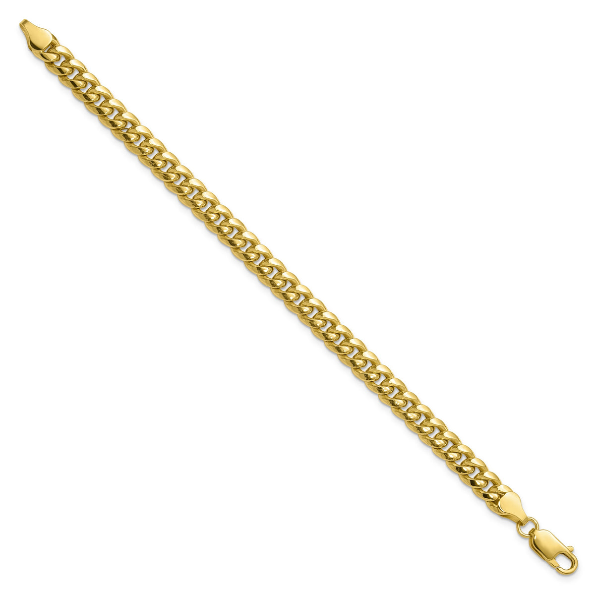 Gold (10K & 14K) Semi-Solid Miami Cuban Chain Bracelet - 10k Yellow Gold / 7 in / 6.75 mm