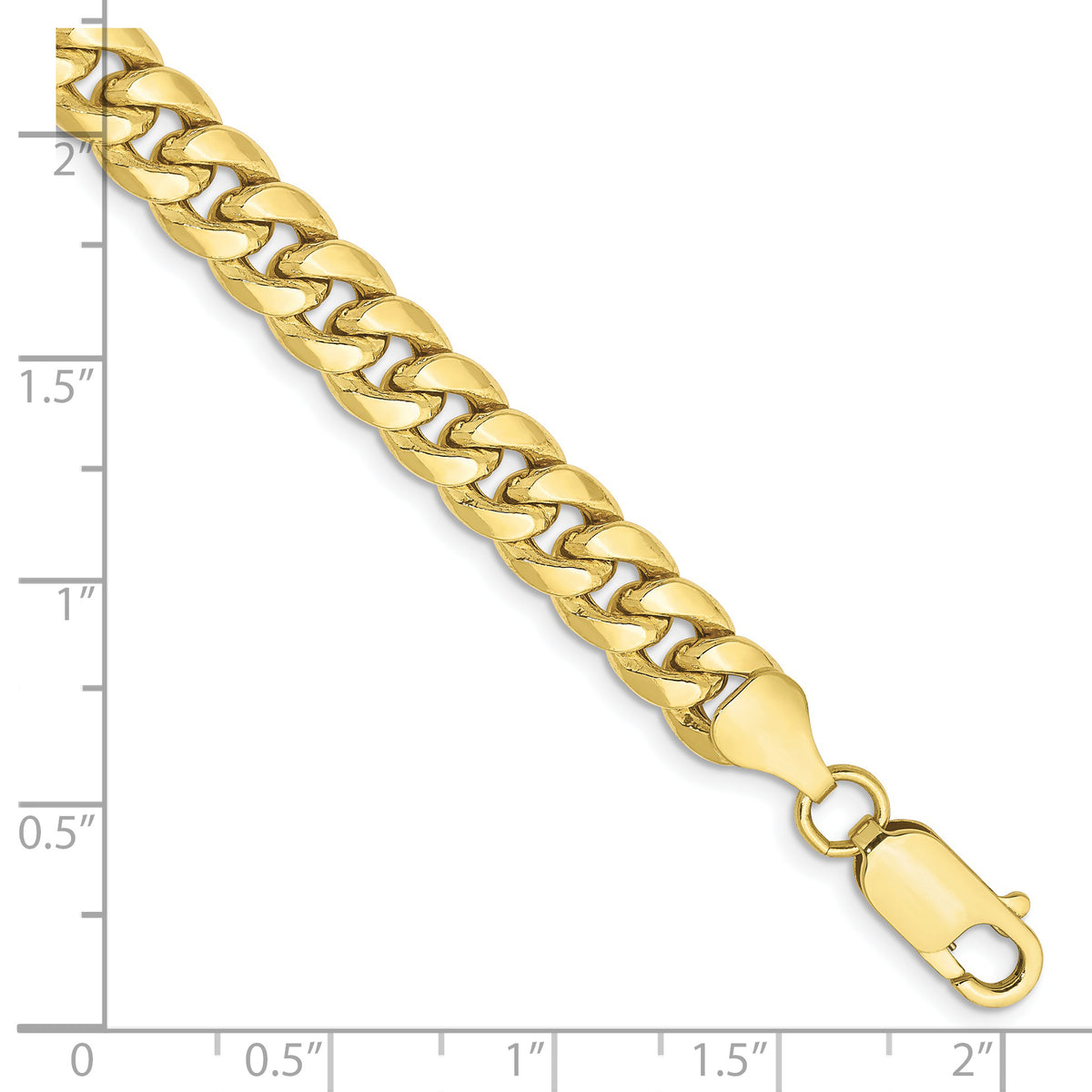 Gold (10K & 14K) Semi-Solid Miami Cuban Chain Bracelet - 10k Yellow Gold / 8 in / 6.75 mm