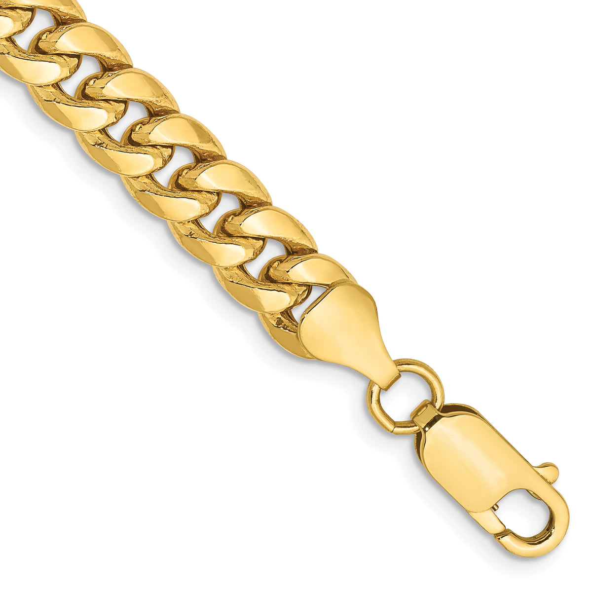 Gold (10K & 14K) Semi-Solid Miami Cuban Chain Bracelet - 10k Yellow Gold / 7 in / 6.75 mm