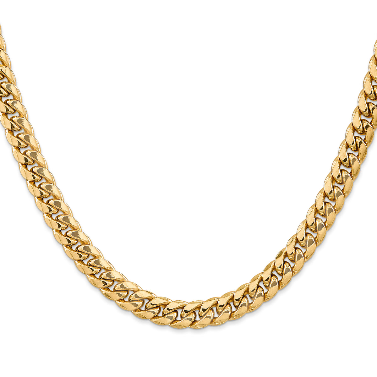 Gold (10K & 14K) Semi-Solid Miami Cuban Chain - 10k Yellow Gold / 20 in / 7.3 mm