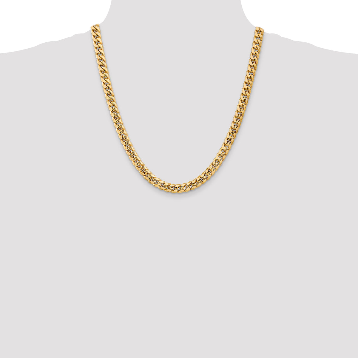 Gold (10K & 14K) Semi-Solid Miami Cuban Chain - 10k Yellow Gold / 22 in / 7.3 mm