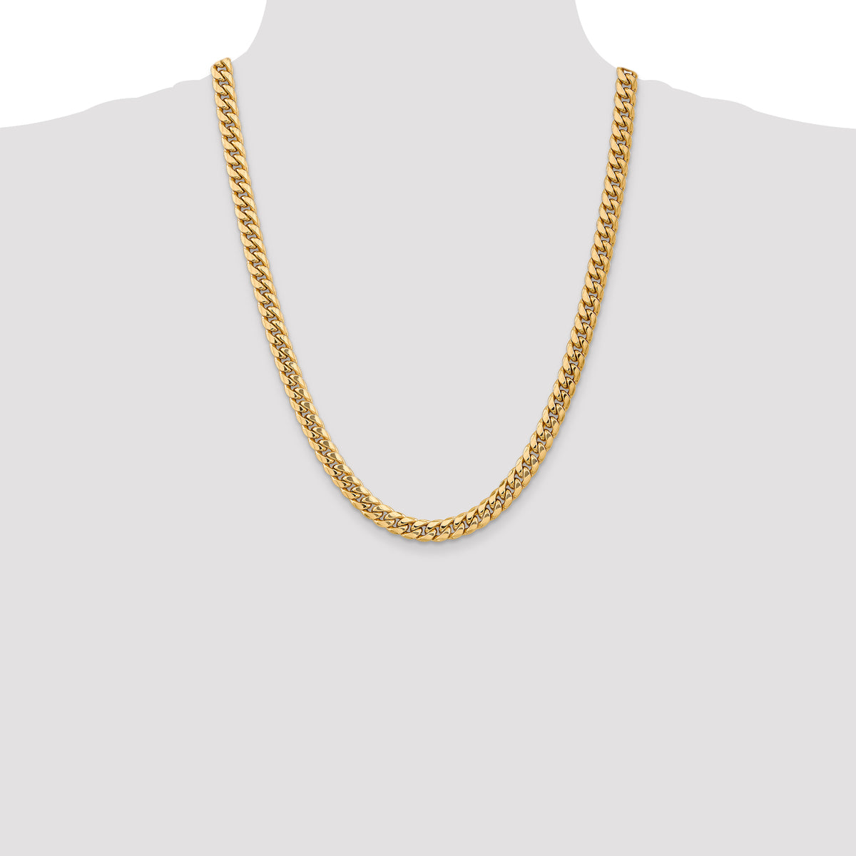 Gold (10K & 14K) Semi-Solid Miami Cuban Chain - 10k Yellow Gold / 24 in / 7.3 mm