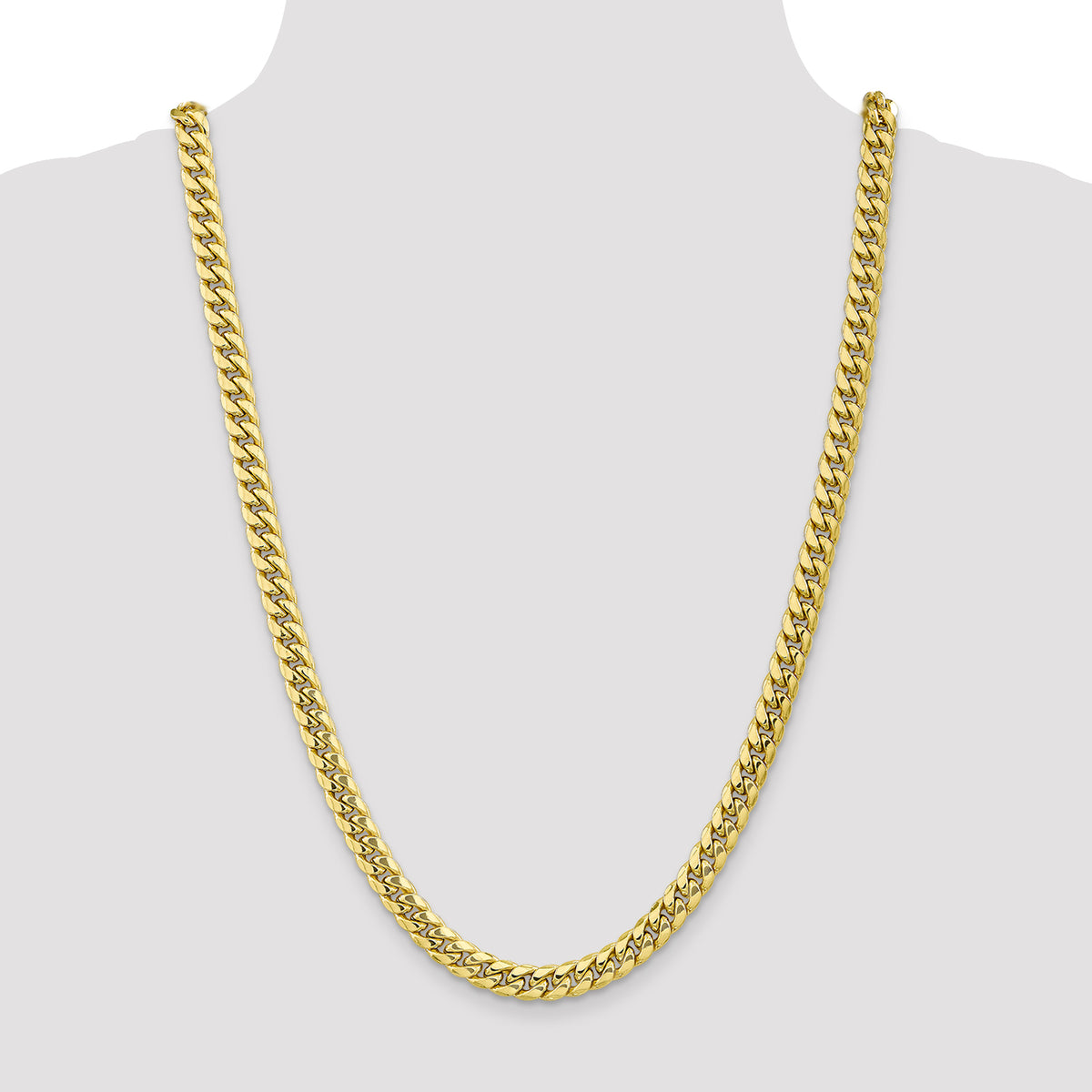 Gold (10K & 14K) Semi-Solid Miami Cuban Chain - 10k Yellow Gold / 26 in / 7.3 mm
