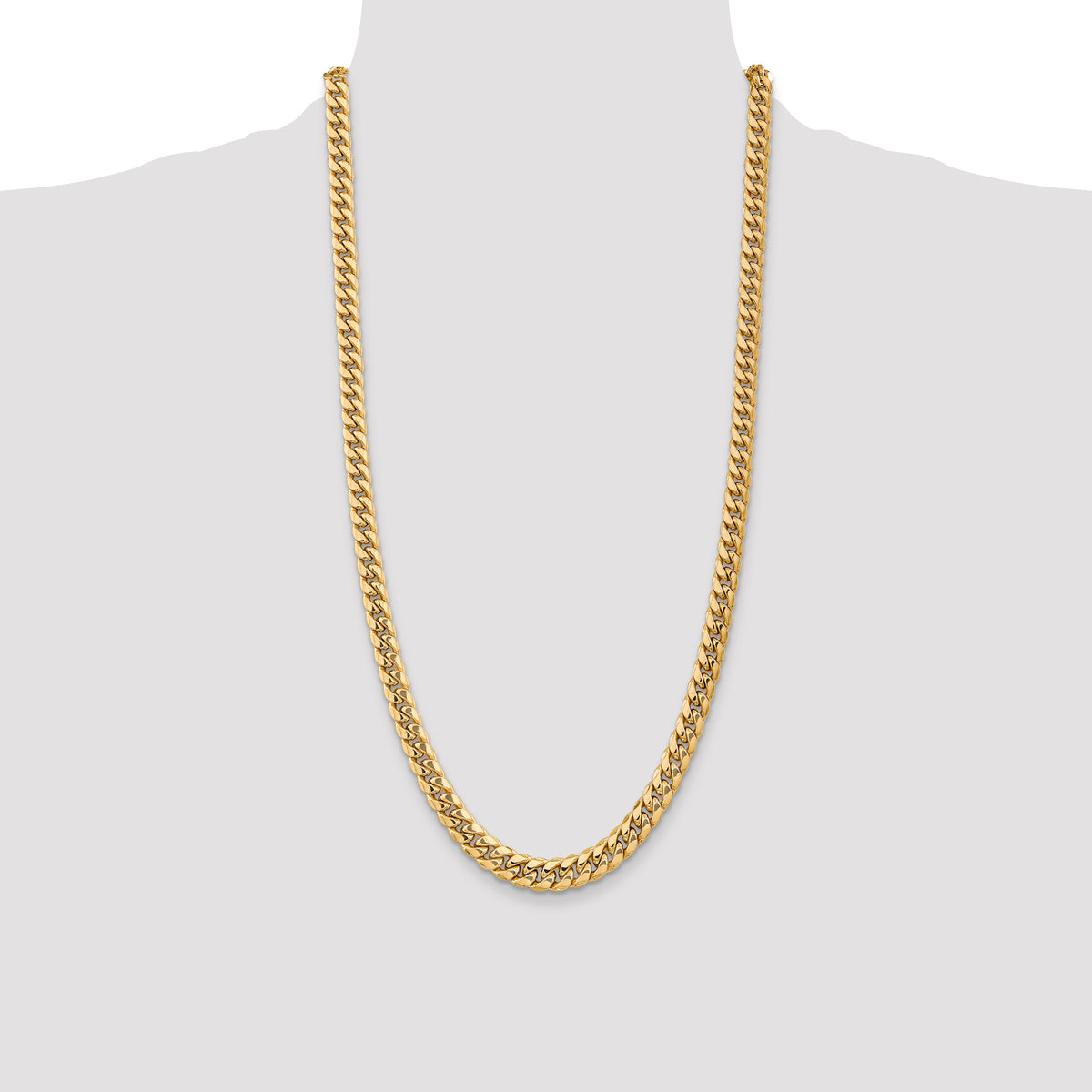 Gold (10K & 14K) Semi-Solid Miami Cuban Chain - 10k Yellow Gold / 28 in / 7.3 mm