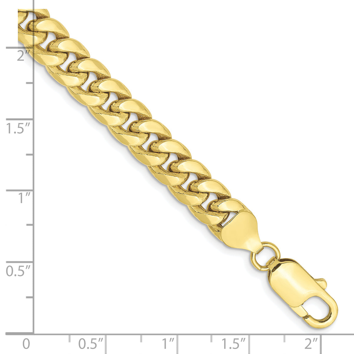 Gold (10K & 14K) Semi-Solid Miami Cuban Chain Bracelet - 10k Yellow Gold / 7 in / 7.3 mm