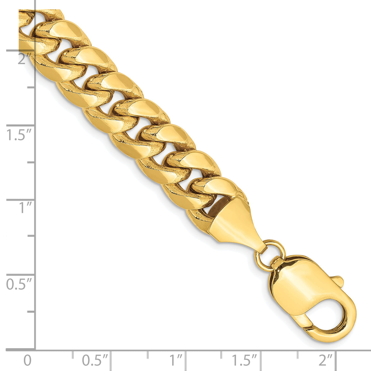 Gold (10K & 14K) Semi-Solid Miami Cuban Chain Bracelet - 10k Yellow Gold / 8 in / 9.3 mm